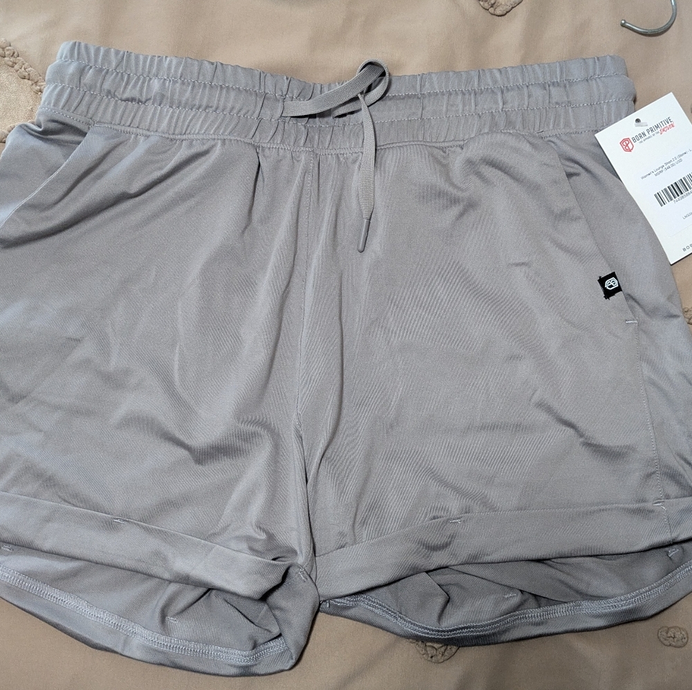 Born Primitive Gray Athletic Shorts Lightweight Elastic Waistband